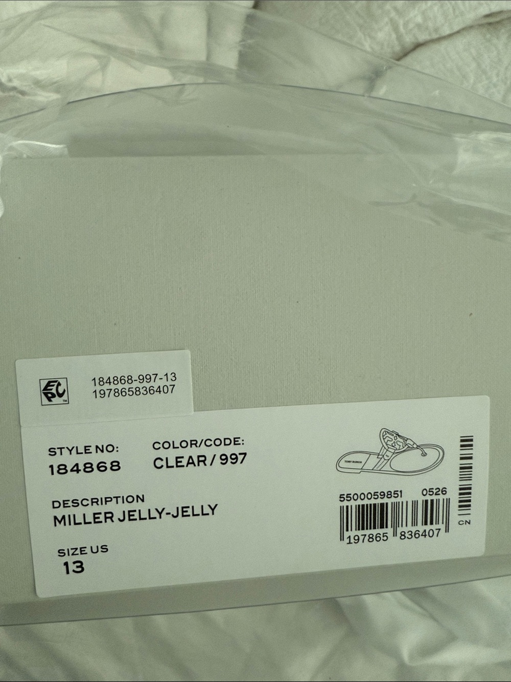 Tory Burch CLEAR Miller Jelly-Jelly Sandal - Size 13 NEW IN BOX